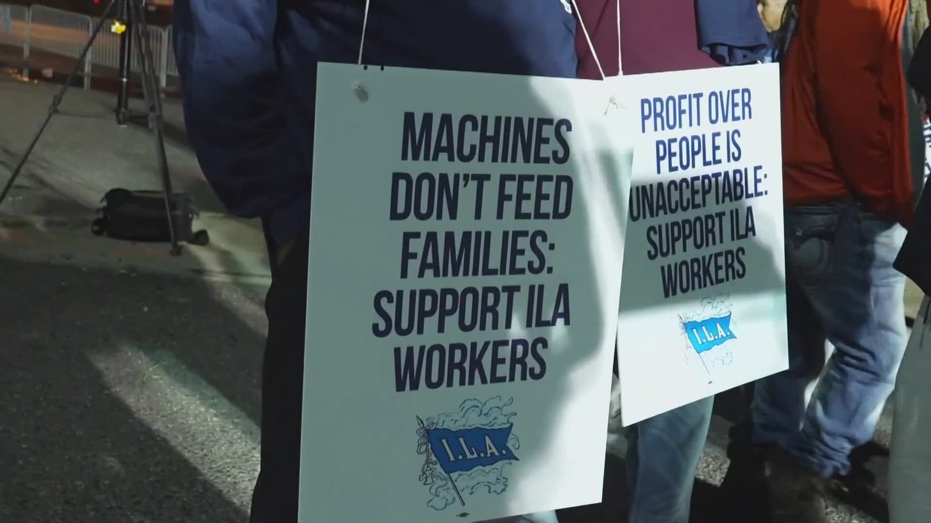 The contract between the ports and about 45,000 members of the International Longshoremen’s Association expired at midnight.