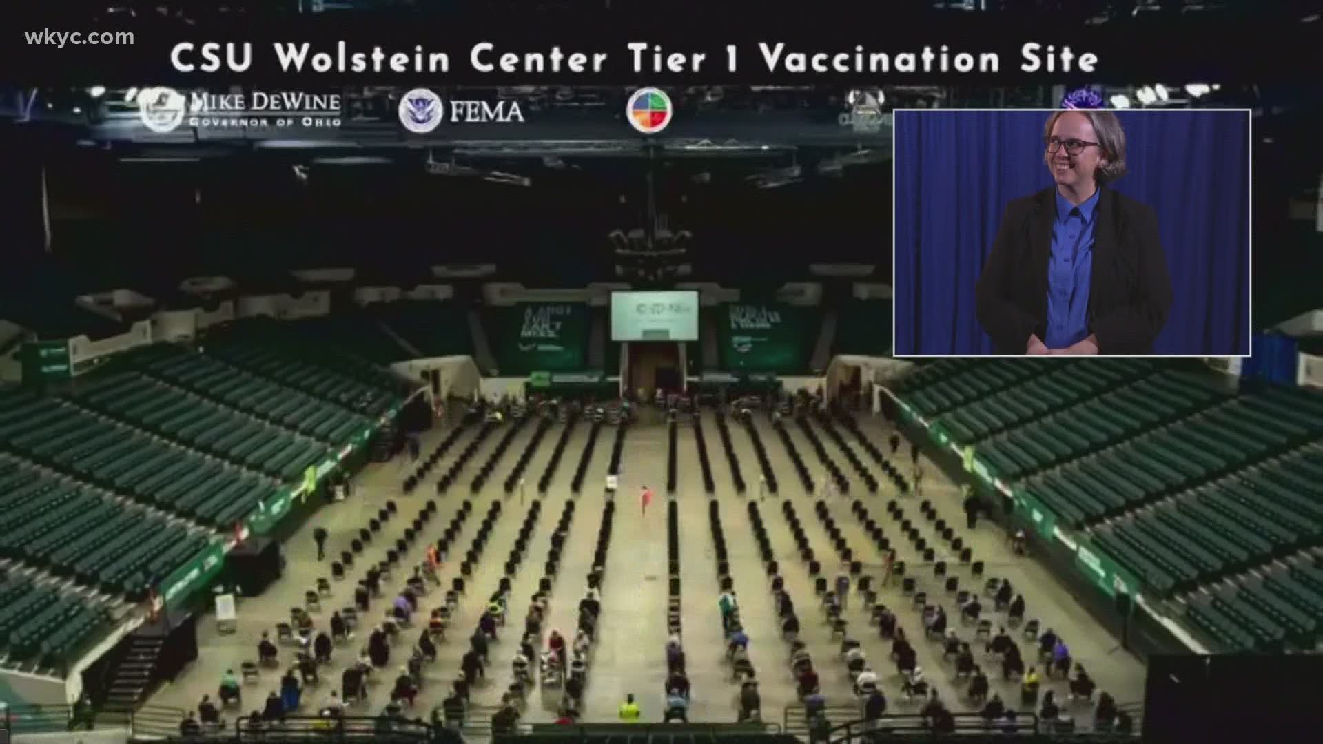 Gov. DeWine applauded FEMA and local leaders for their efforts at the Wolstein Center. The site is now in its fourth week of vaccinations.