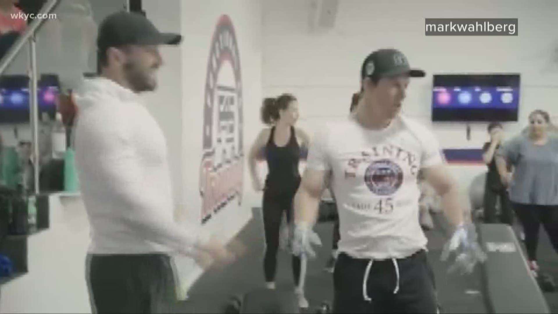 While at an F45 Functional Training Center, Baker Mayfield was pushed to his limits by Mark Wahlberg.