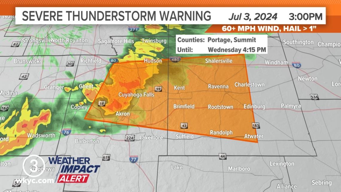 Severe Thunderstorm Warning for parts of Summit, Portage counties ...