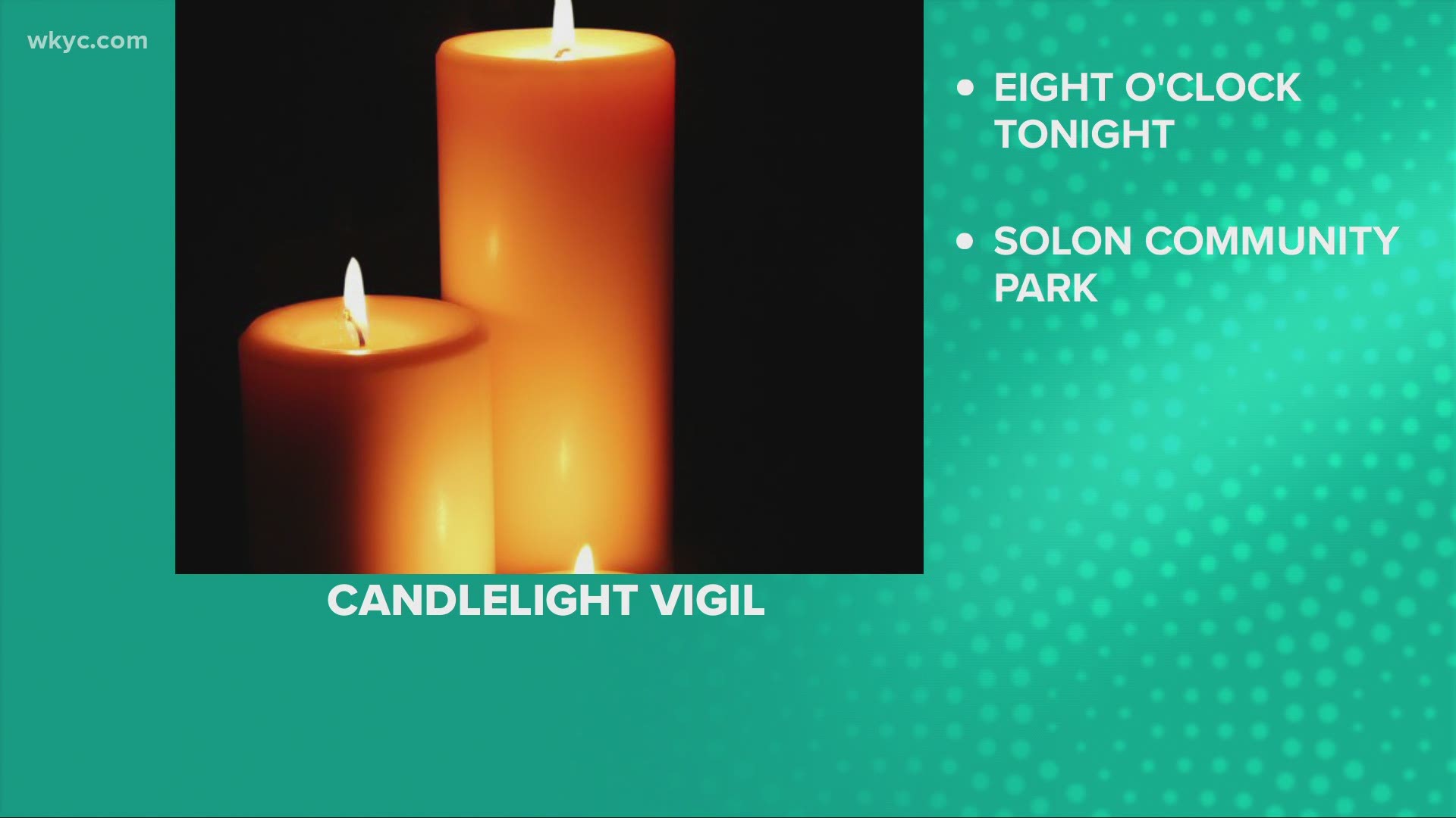 The candlelight vigil will be held from 8-9 p.m. on Saturday. Community members are encouraged to come out and show their support.