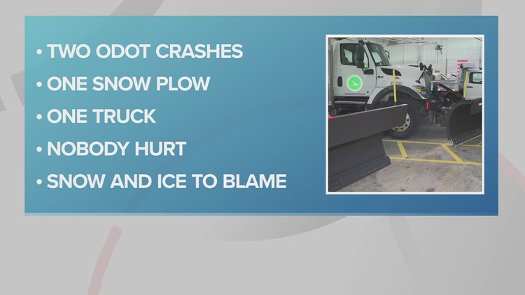 2 ODOT vehicles struck during snowy Sunday morning