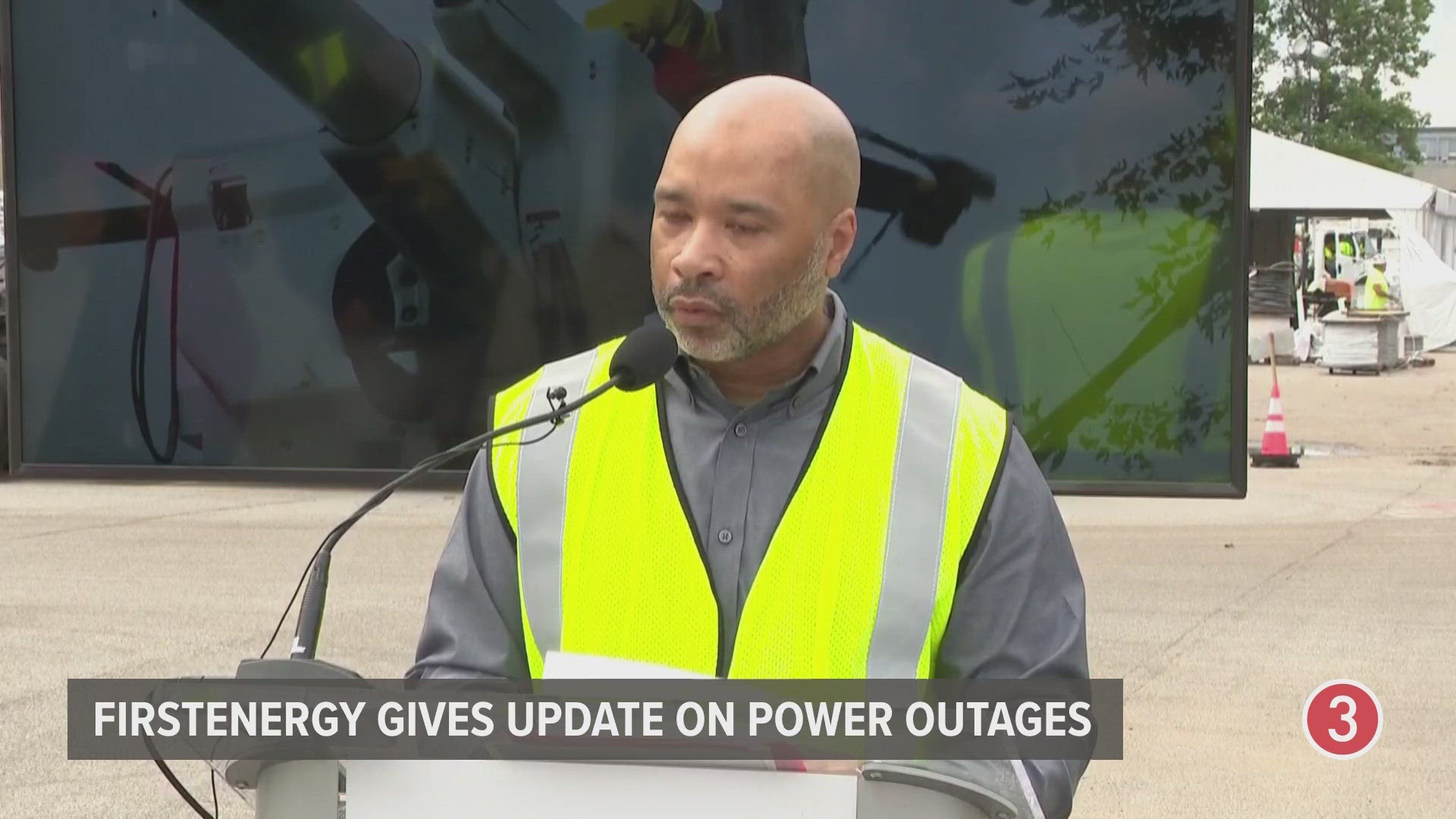 FirstEnergy Ohio President Torrence Hinton speaks with reporters from Eastlake and gives an update about the historic power outages across Northeast Ohio.