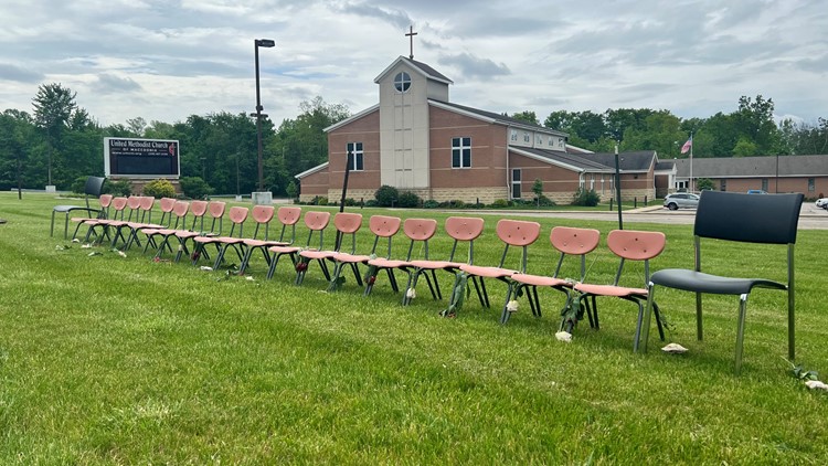 Macedonia church displays empty chairs for victims of Texas elementary school shooting