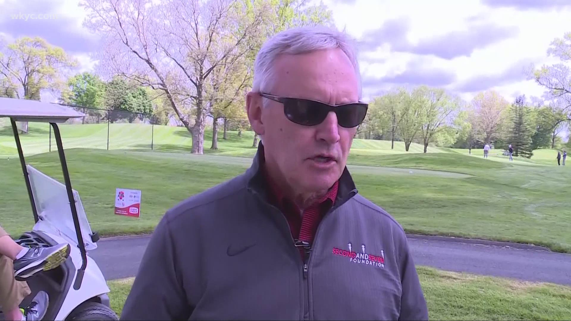 Jay Crawford visited Congress Lake Club in Hartville where the legendary Jim Tressel is raising money for the fight against illiteracy.