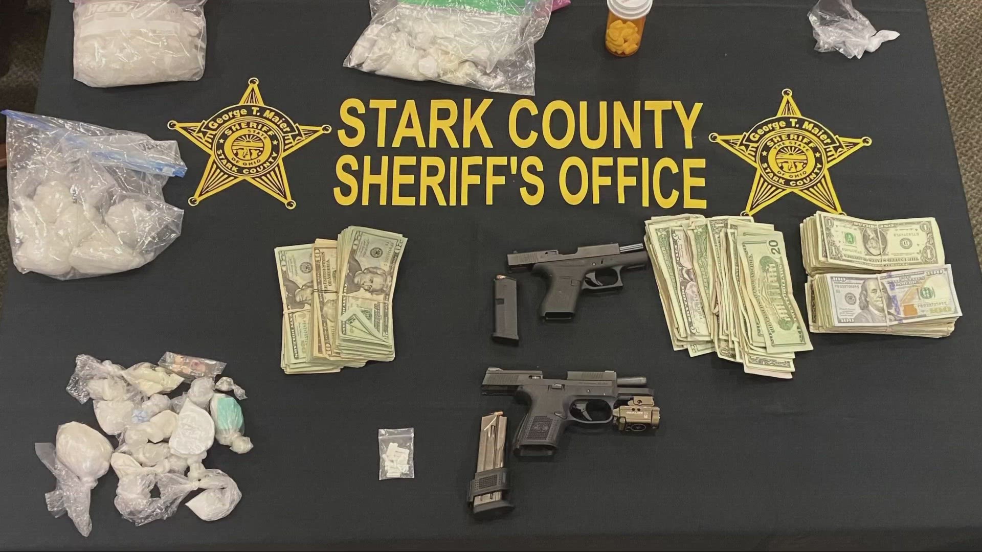 Heather Frenz of Canton is facing several felony charges after heroin, cocaine, and methamphetamine were seized by authorities with a search warrant.
