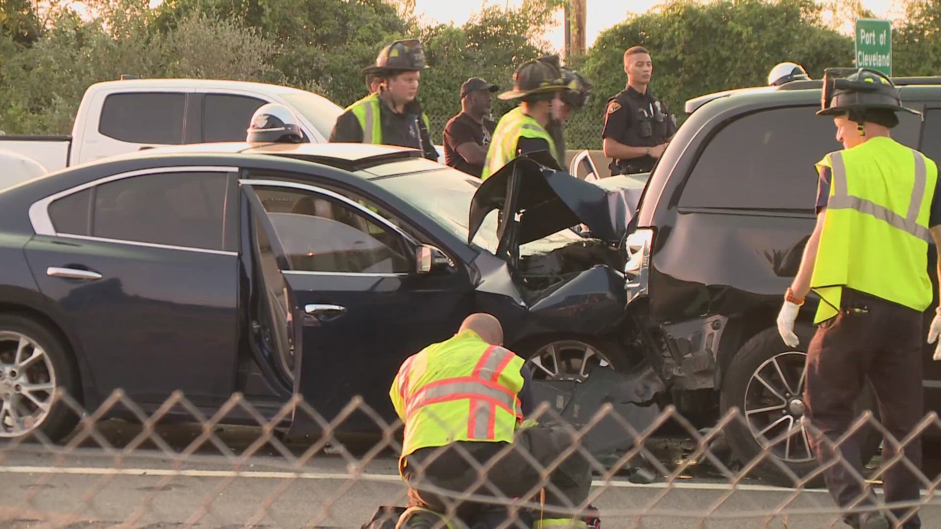 The incident occurred on I-90 east near East 55th Street. It took place as drivers were traveling to Cleveland for the Billy Joel-Rod Stewart concert.