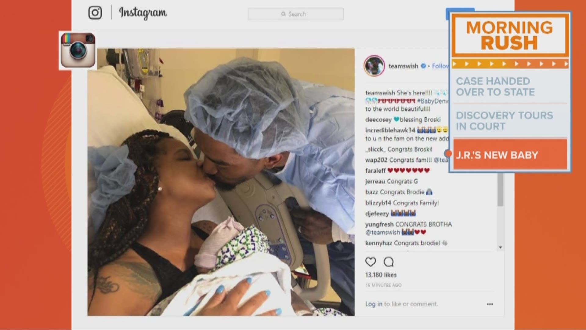 June 14, 2018: J.R. Smith is the proud father of another baby girl. Meet Denver.