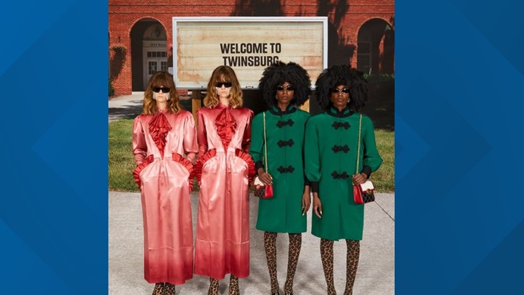 Gucci models pose with backdrop of Twinsburg City Hall