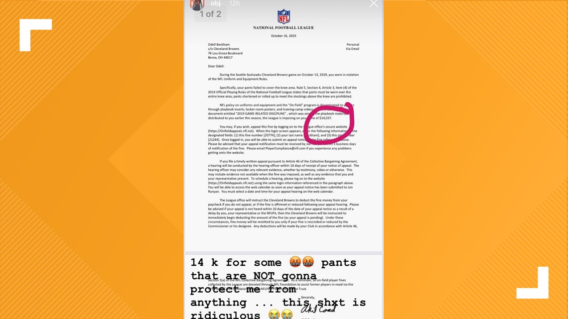 Odell Beckham Jr. fined $14K for pants