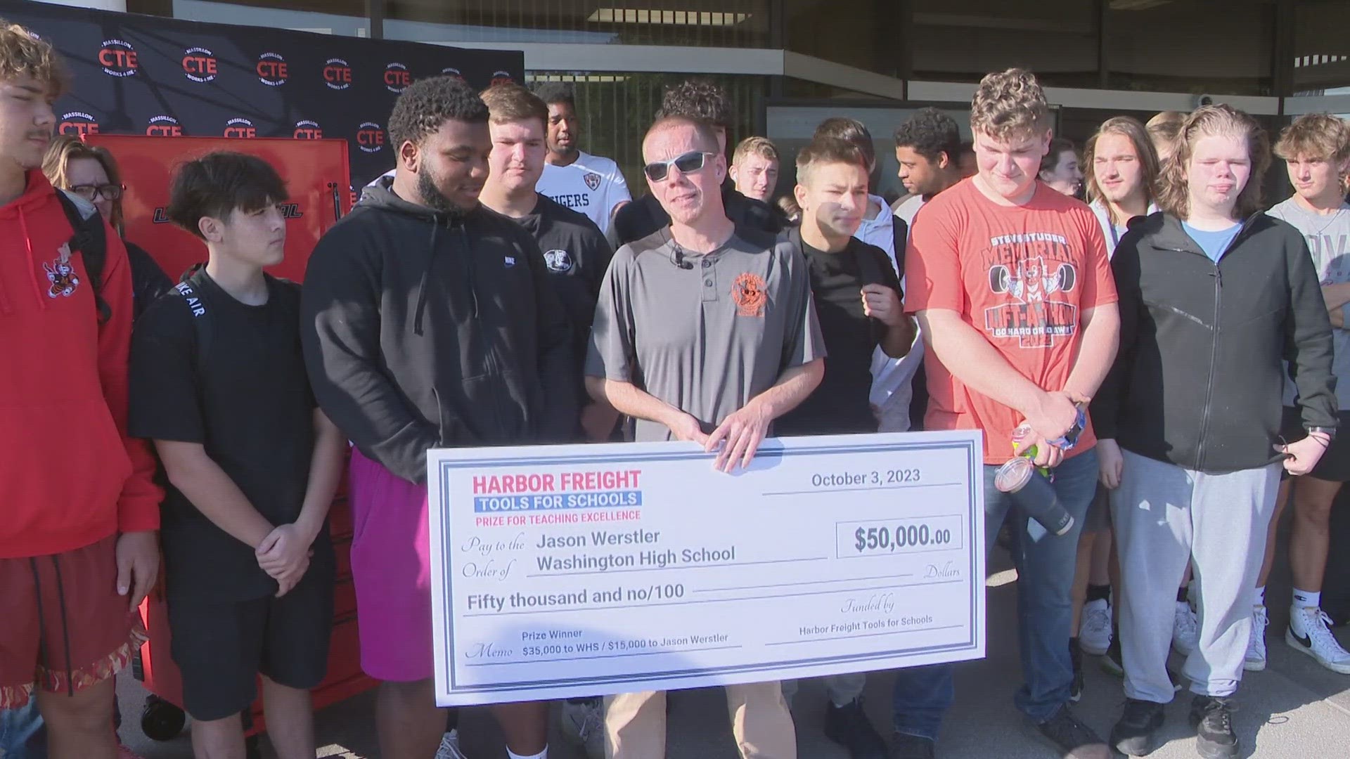 Jason Werstler, a construction teacher at Massillon Washington High School, is one of 25 winners of the 2023 Harbor Freight Tools for Schools Prize for Teaching.