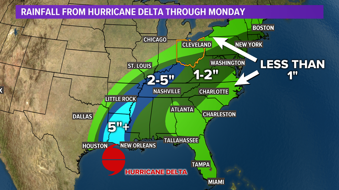 Heavy rains from Delta expected from the Gulf to the Northeast | wkyc.com