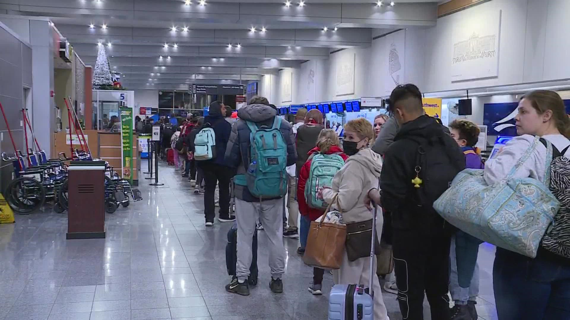 Here's a look at the lines at Cleveland Hopkins International Airport as Thanksgiving travelers take to the skies.