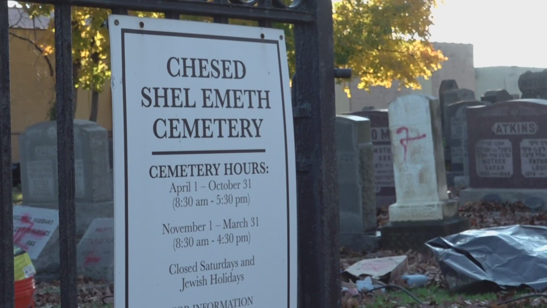 Jewish cemetery in Brooklyn vandalized with swastikas painted on headstones