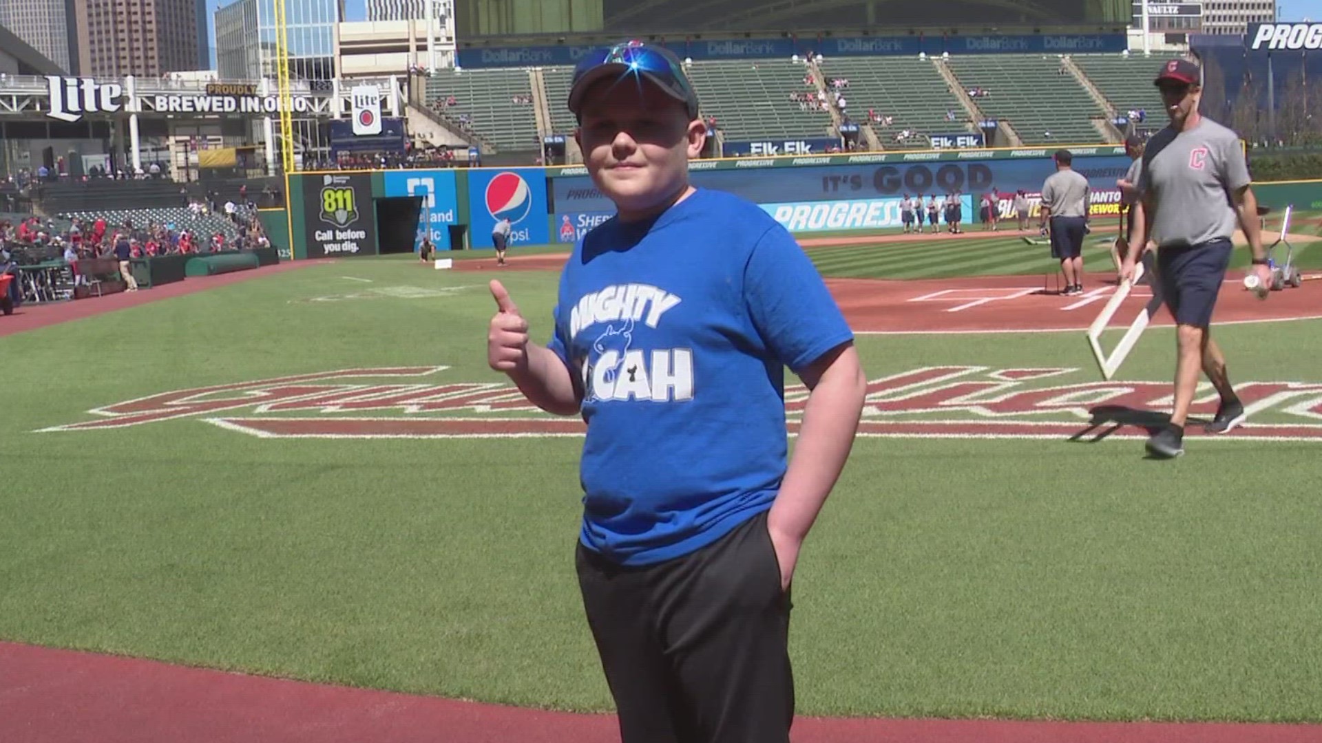 The Guards surprised Micah Galuzny with the honor before their showdown with the Yankees, and the travel baseball pitcher fired a perfect strike.