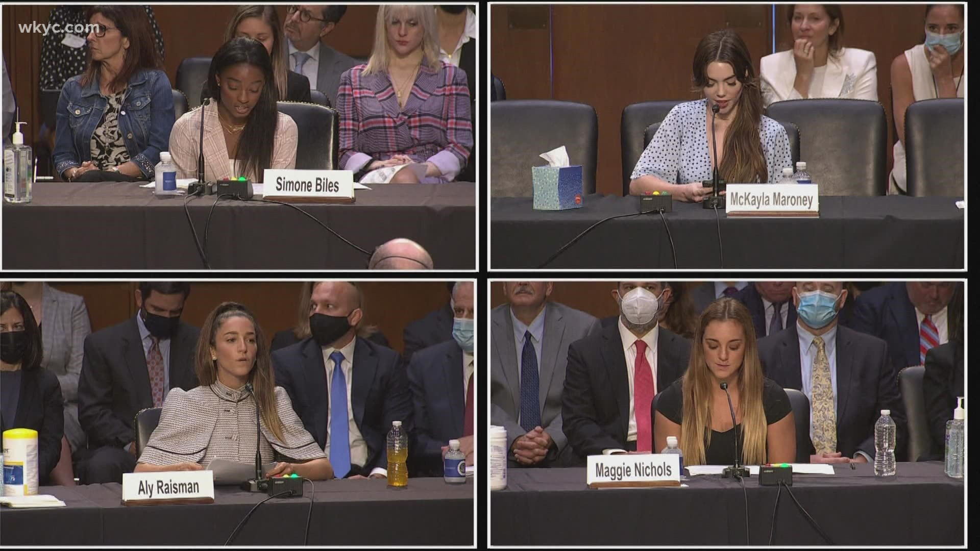 Simone Biles, McKayla Maroney, Maggie Nichols, and Aly Raisman testified Wednesday about the mishandling of the Larry Nassar case. Hear what they had to say.