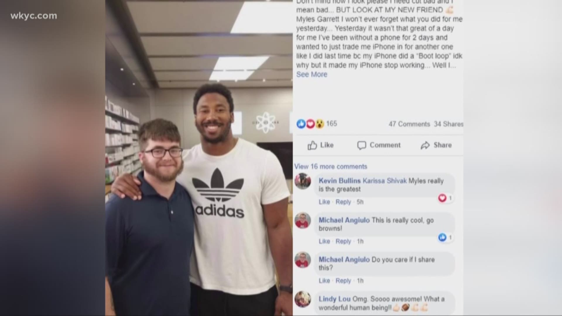 One Cleveland Browns fan found himself in the right place at the right time when he ran into Myles Garrett on Wednesday.