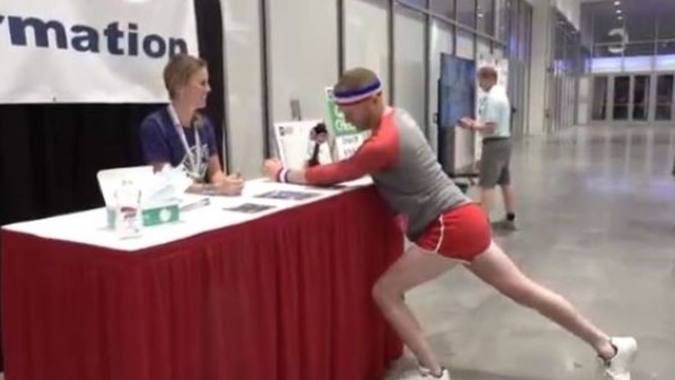Mike Polk Jr. checks out the Union Home Mortgage Cleveland Marathon Health and Fitness Expo