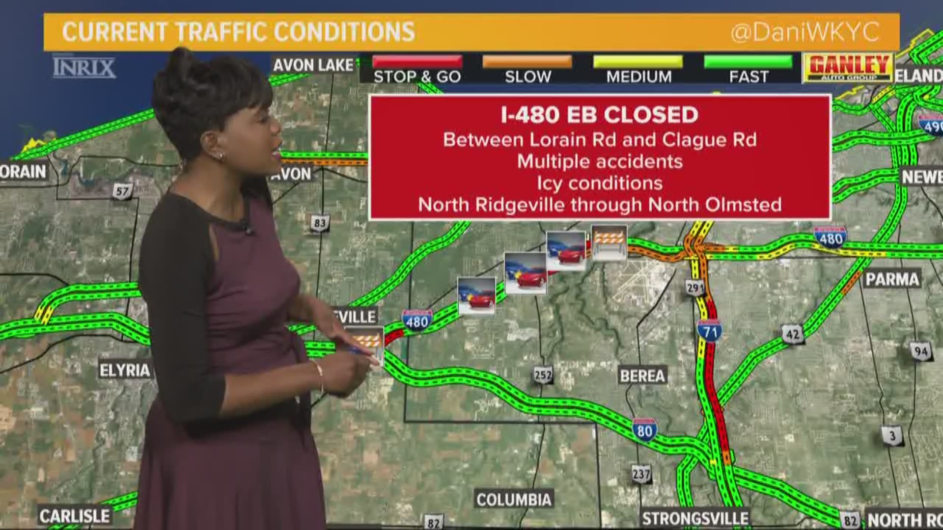 April 5, 2018: I-480 East is closed between North Ridgeville and North Olmsted until further notice, authorities say, because there are multiple crashes throughout that stretch near Lorain Road. Authorities say as many as six crashes are reported.