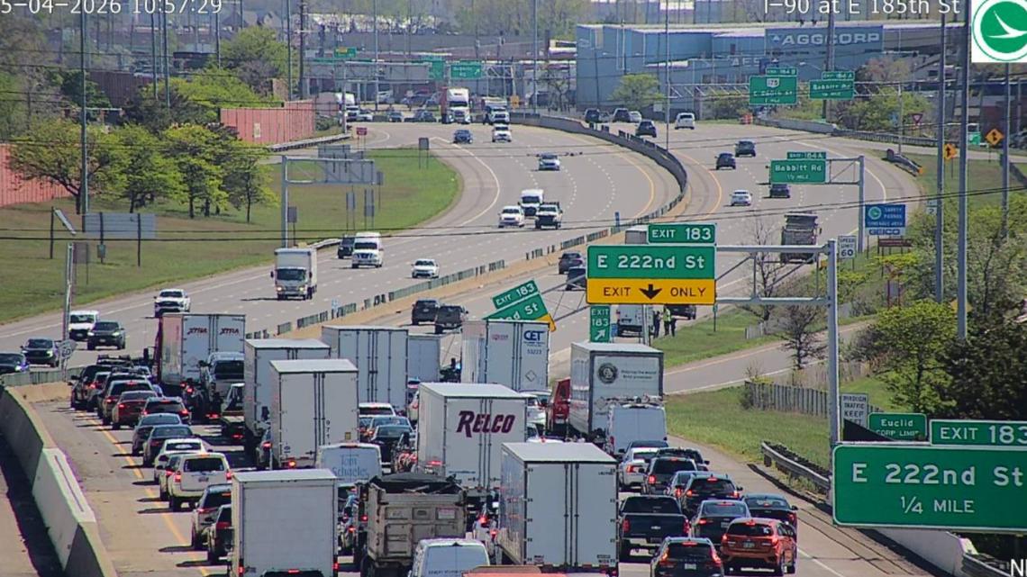 Traffic alert: I-90 East closed in Euclid; downed highway sign reported near East 222nd Street exit