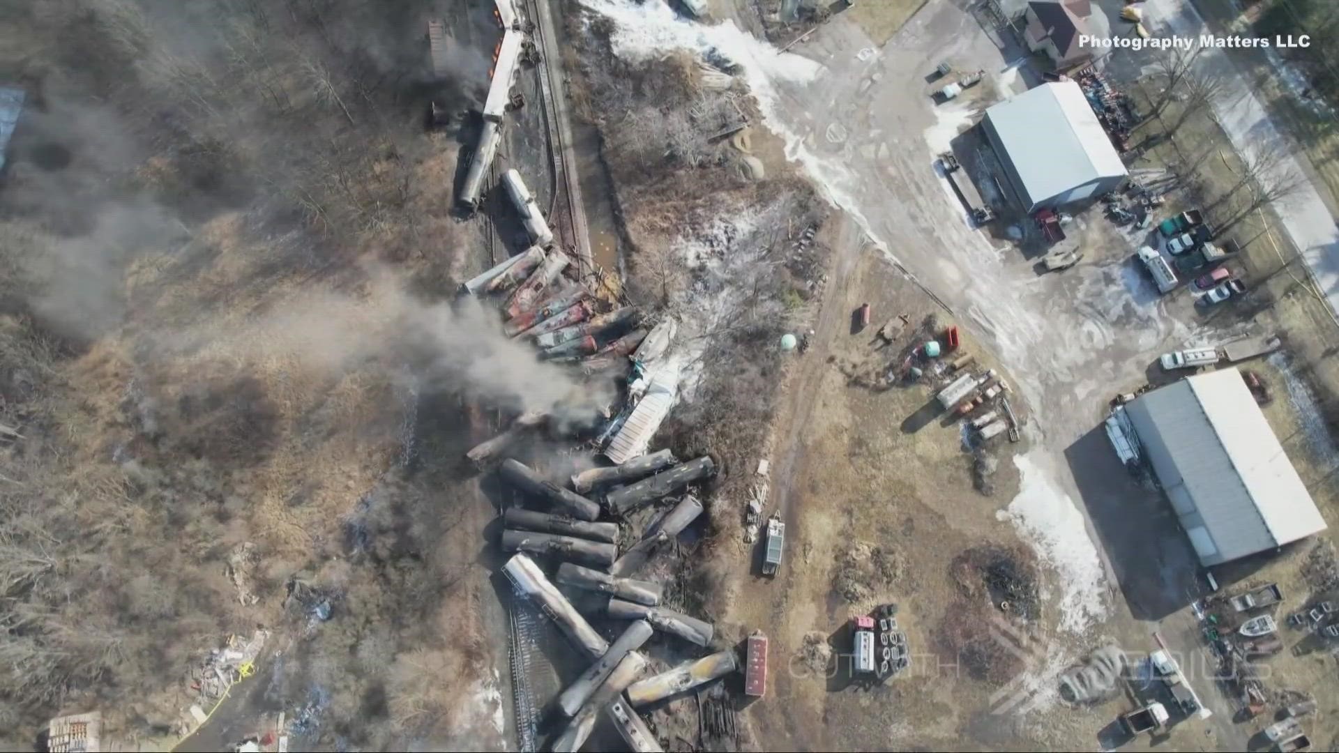 An urgent evacuation order was issued Sunday evening as crews continue work at a train derailment in Columbiana County.
