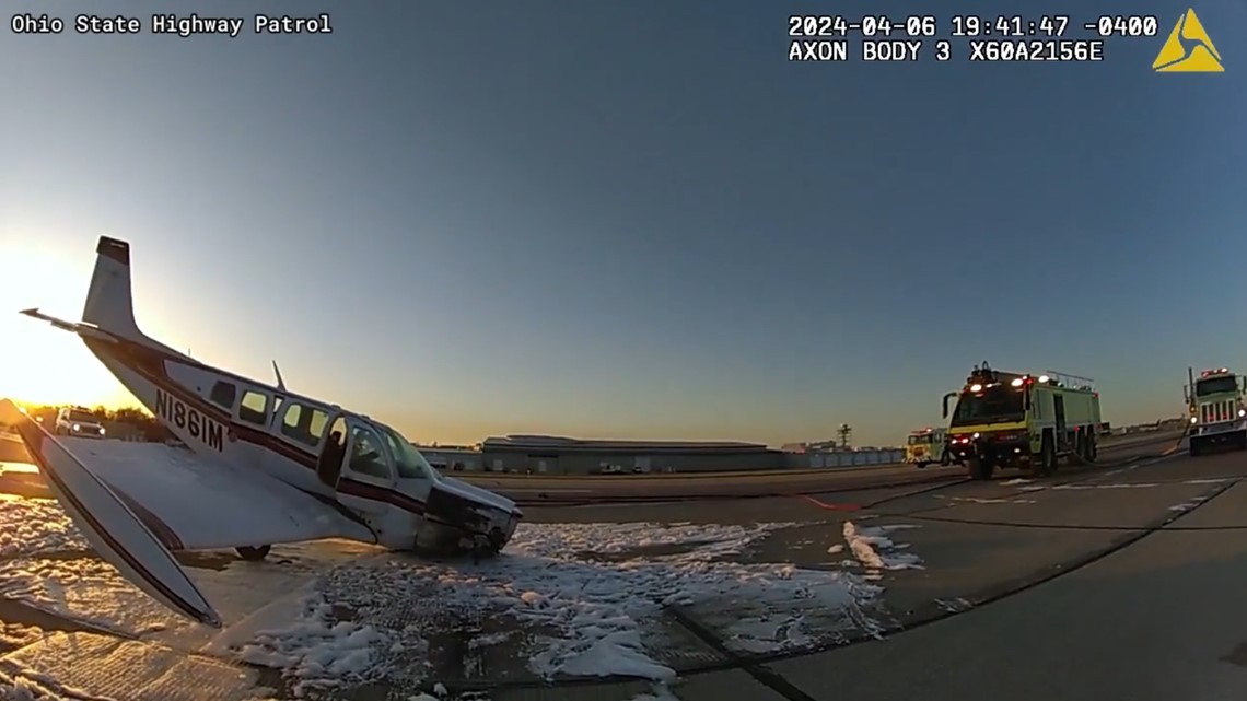 Small Plane Crashes At Cleveland Hopkins International Airport 