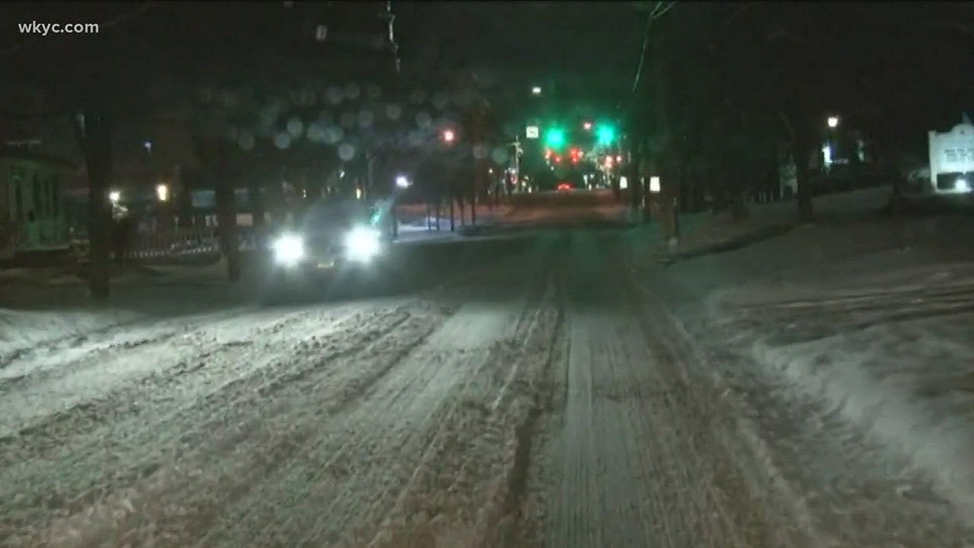 WKYC's Will Ujek found snow-packed streets in Medina as another winter storm is approaching the area.