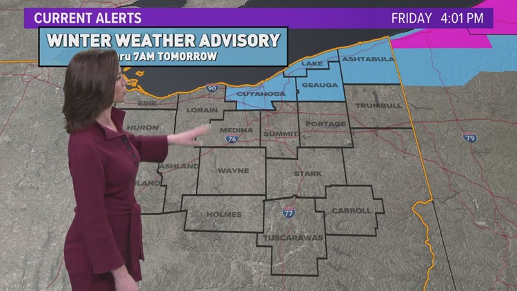 Winter Weather Advisory in effect for 4 Northeast Ohio counties: Here's how much snow you can expect