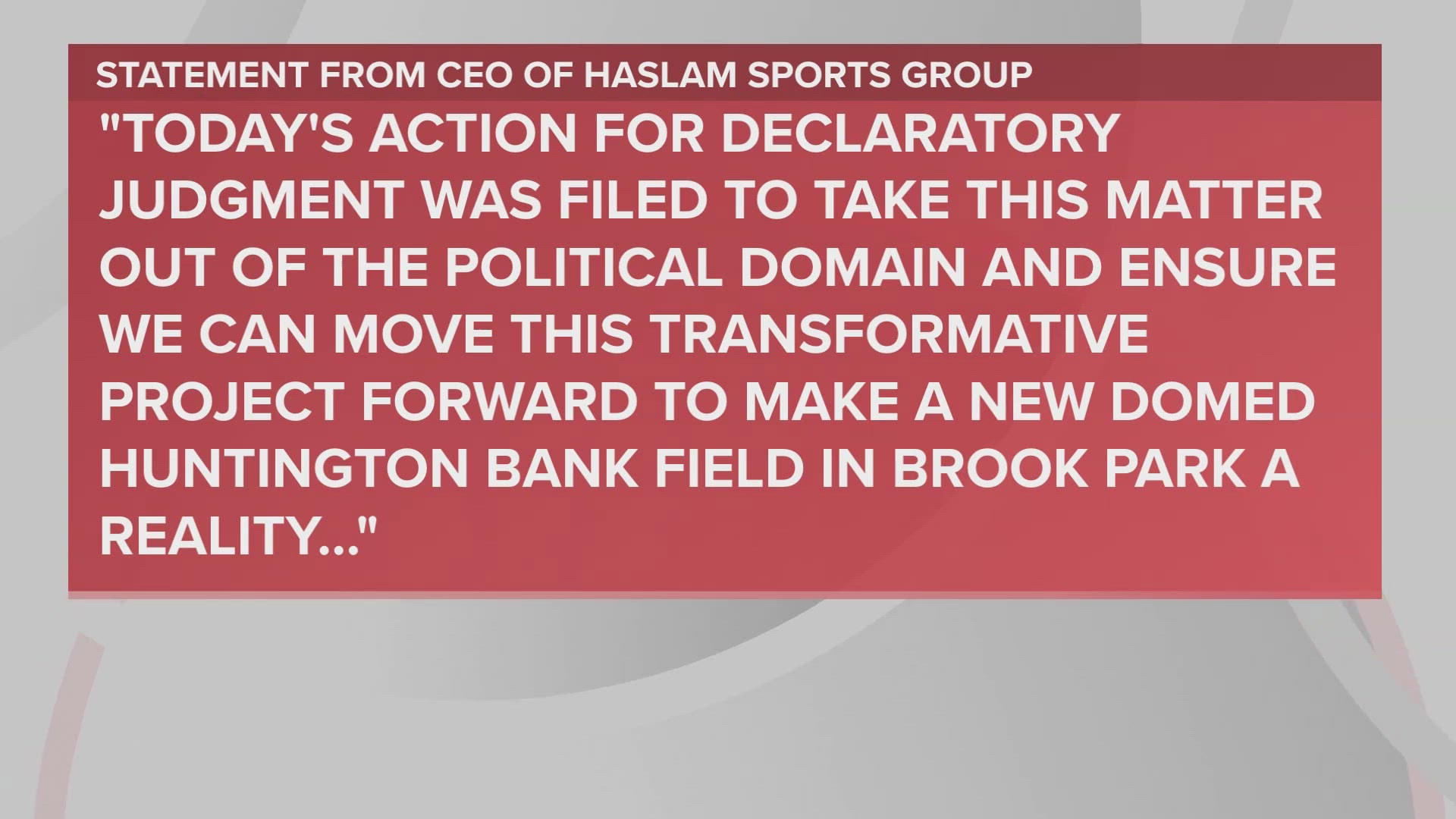 The federal lawsuit asks that the Modell Law be declared either unconstitutional or not applicable to the Browns' plans to relocate their stadium to Brook Park.