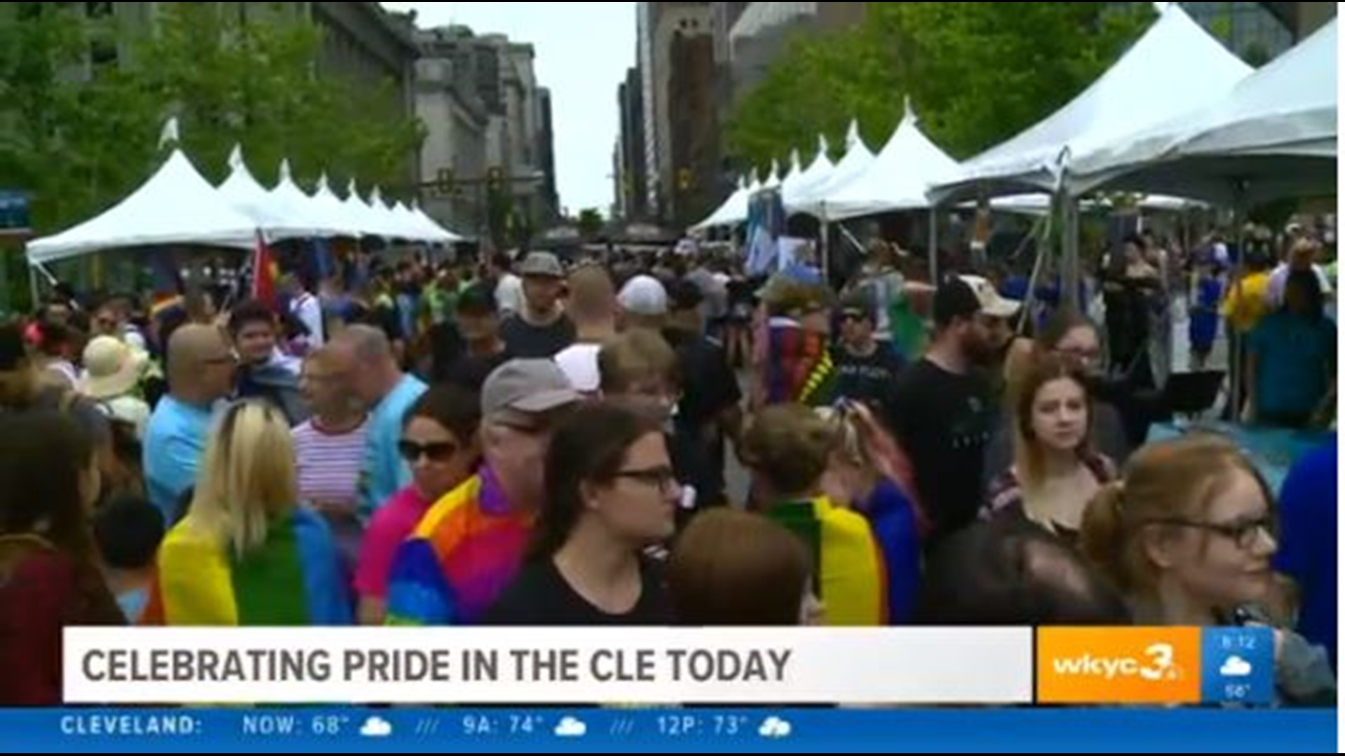 Michael Estime emcees Pride in the CLE today.