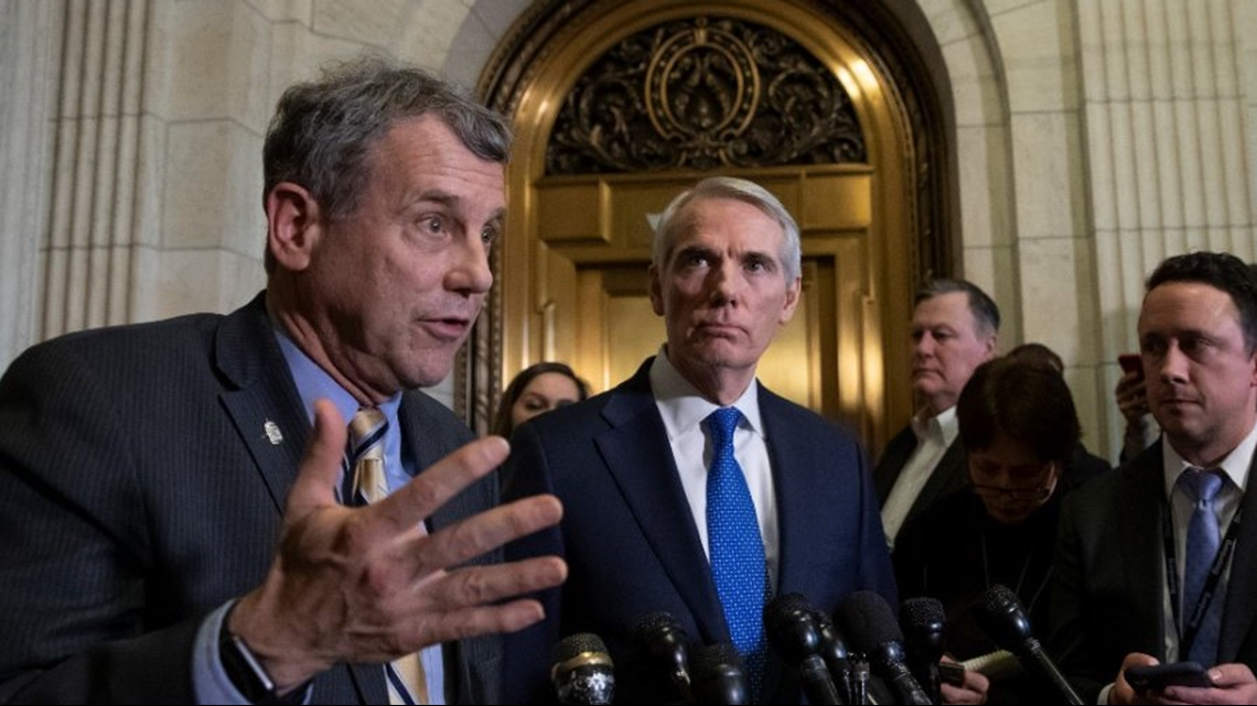 Sen. Sherrod Brown pays tribute to retiring Ohio Sen. Rob Portman ...