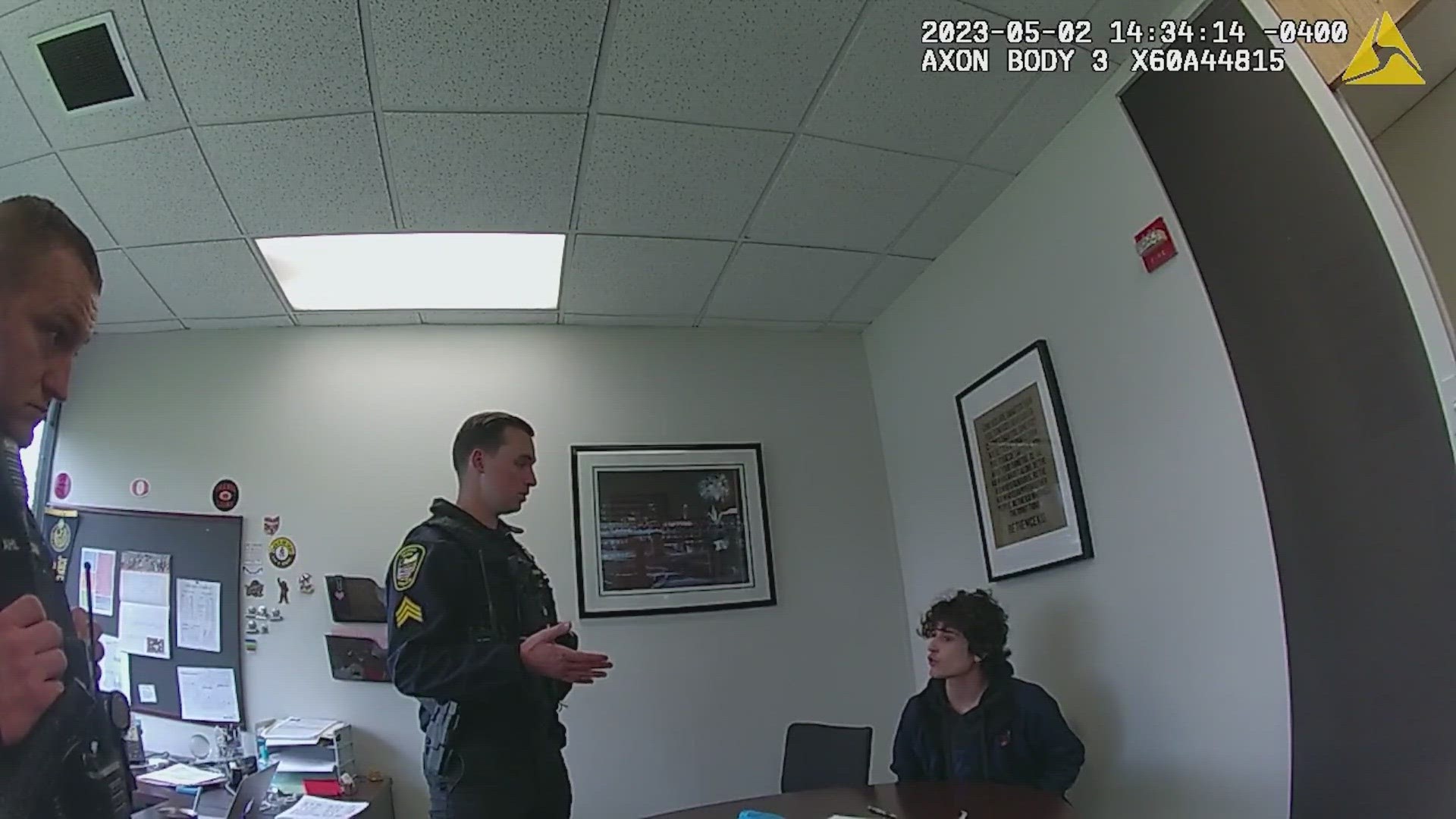 Bodycam video released by Pepper Pike police shows 18-year-old Nolan Rosen admitting to bringing a bullet in the building.