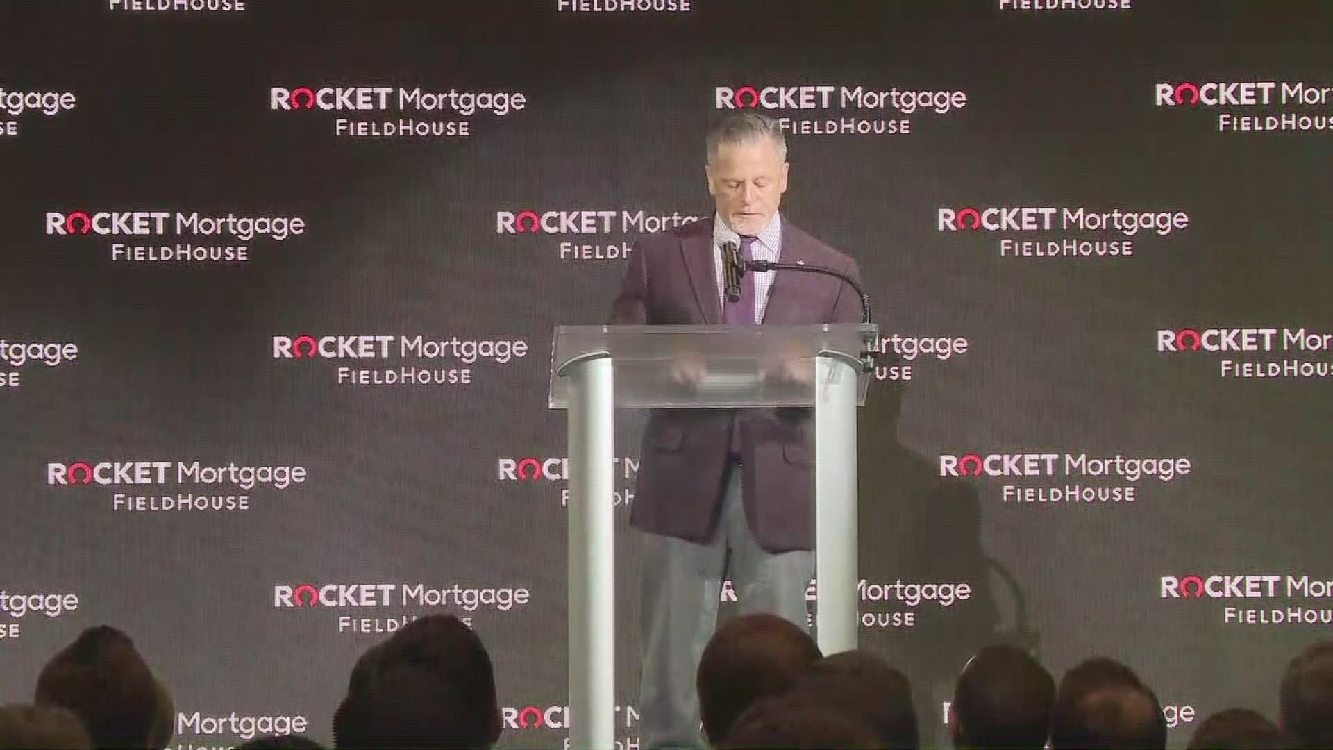 Cleveland Cavaliers owner Dan Gilbert speaks as Quicken Loans Arena announces name change to Rocket Mortgage FieldHouse