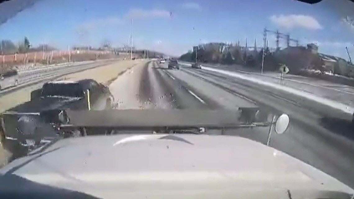 ODOT plow truck struck on I-480 by pickup truck driver