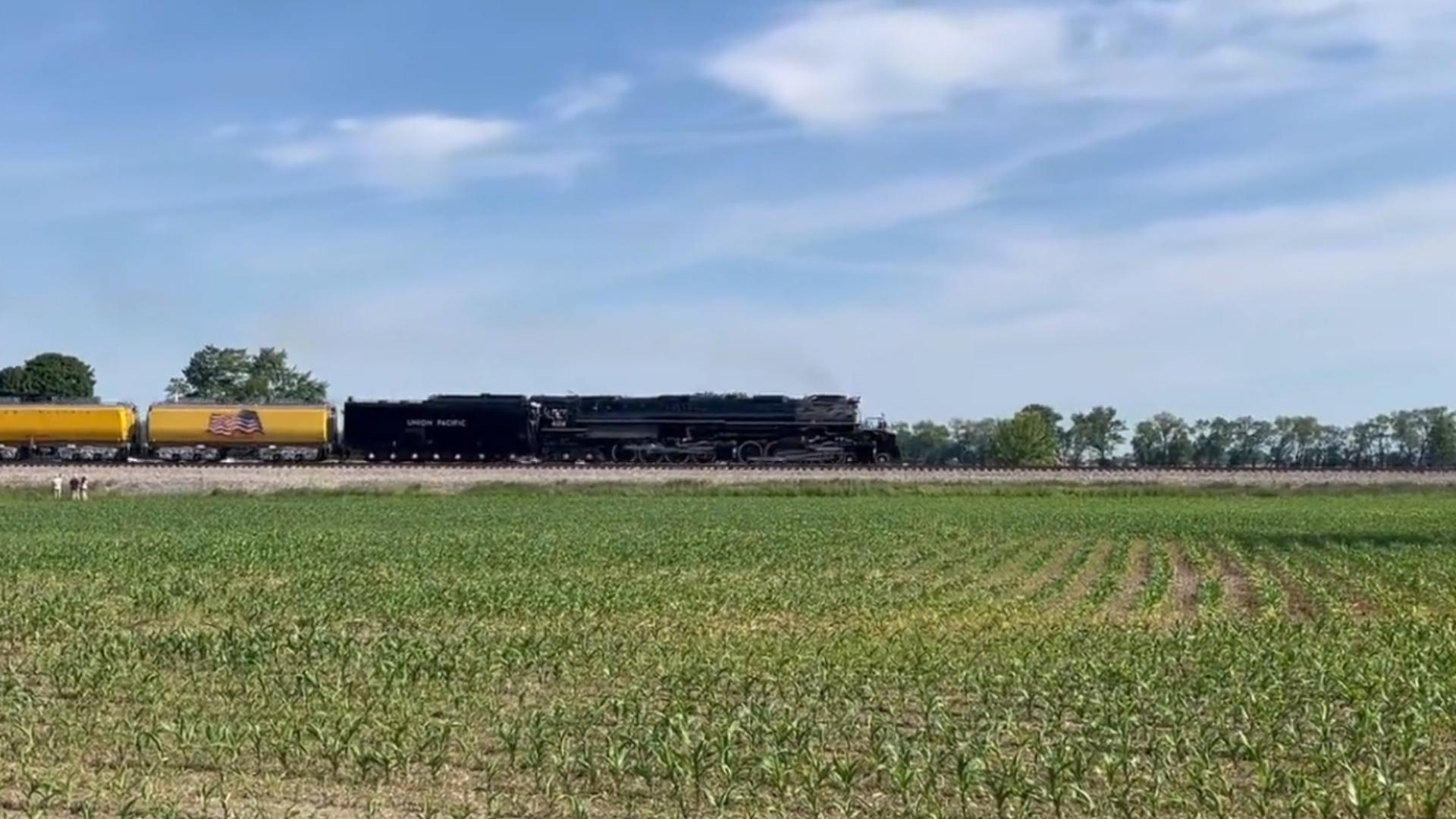 Historic Union Pacific Big Boy locomotive No. 4014 runs through
