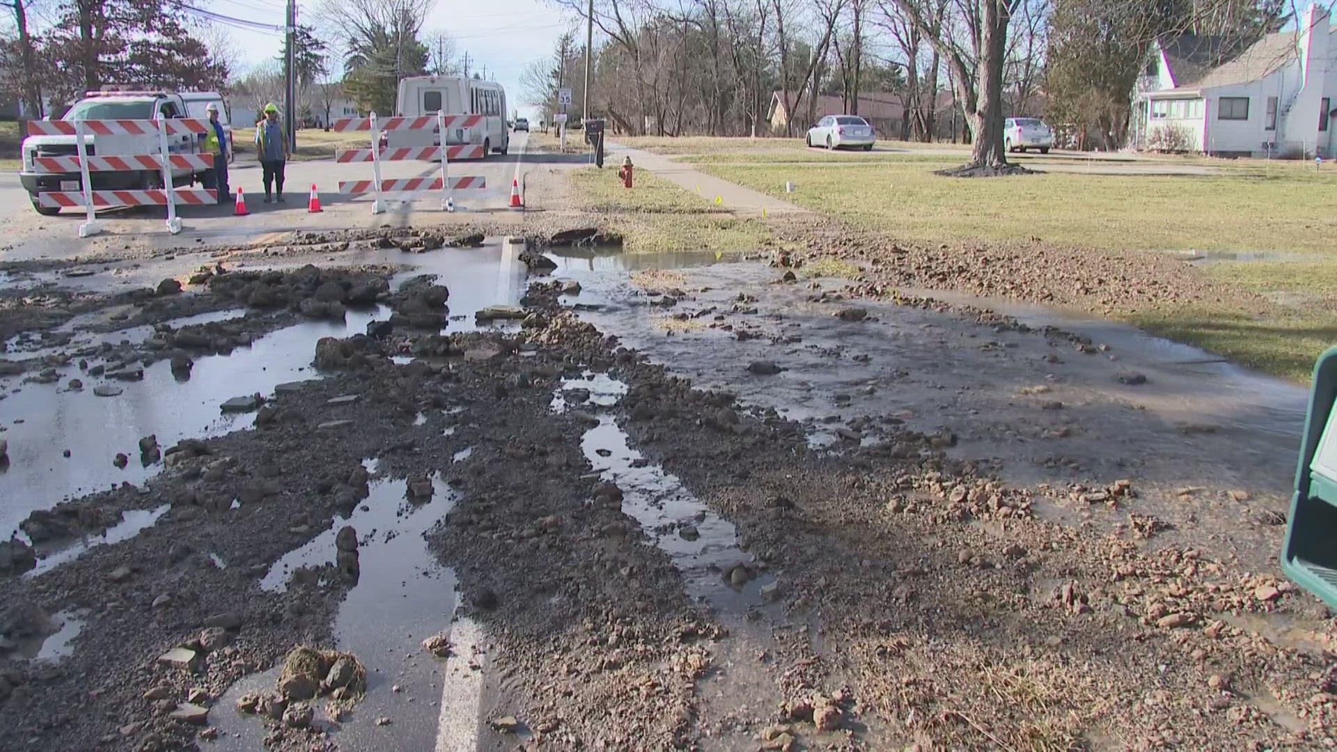 A large water main break in Strongsville has caused Drake Road and Howe Road to close.