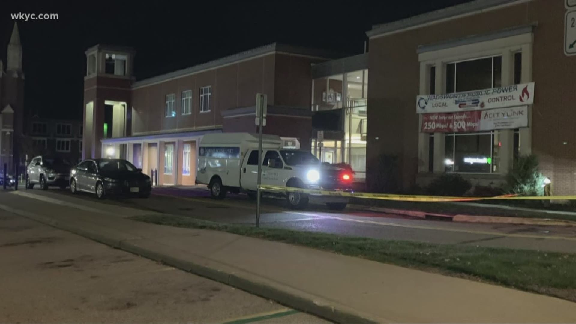 Nov. 8, 2019: Investigators spent Thursday evening at the scene of an officer-involved shooting outside of Wadsworth City Hall.