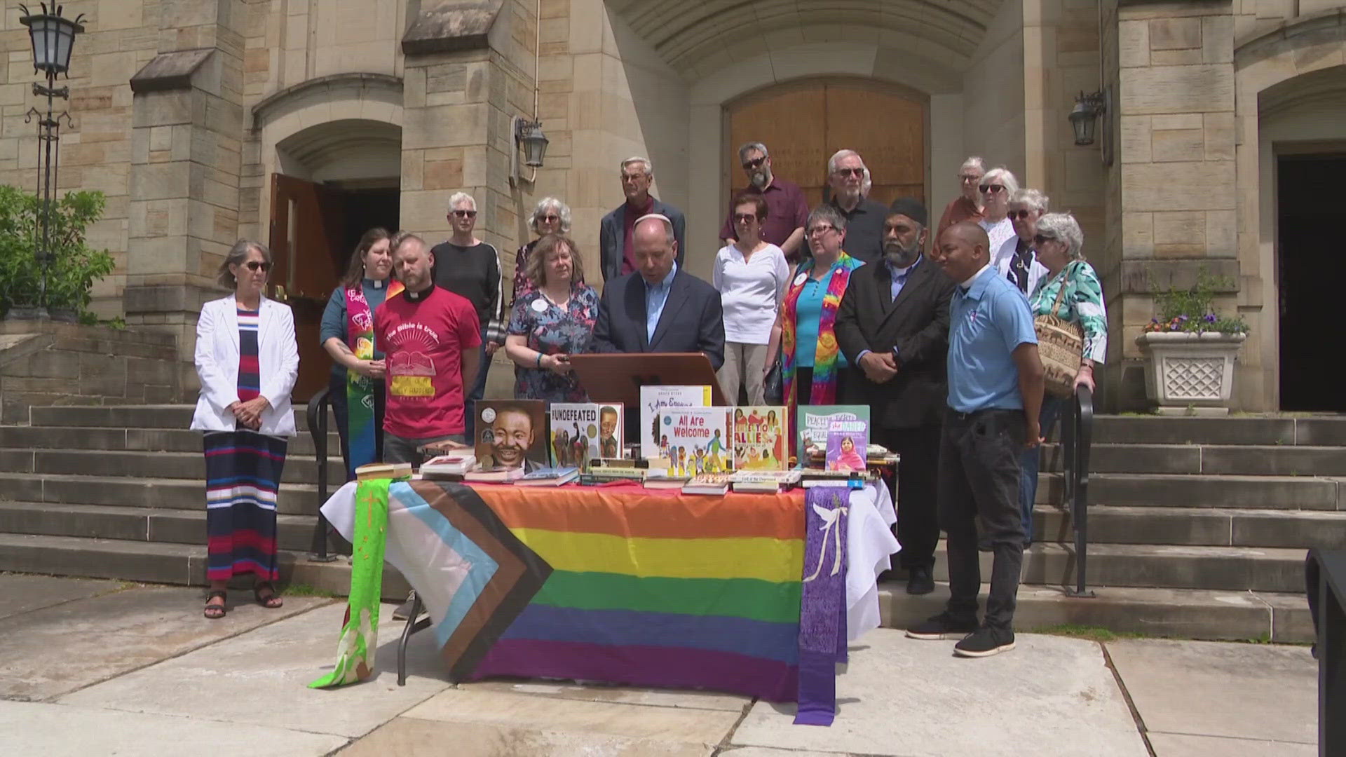 Interfaith Group Against Hate says it will be collecting and donating 1,000 books — or 10 books donated for each one allegedly burned.