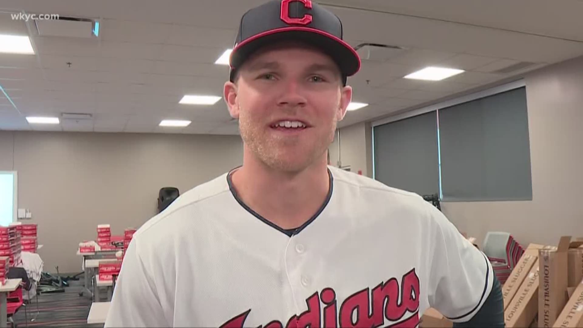 First baseman Jake Bauers had some fun at his first Indians media day.