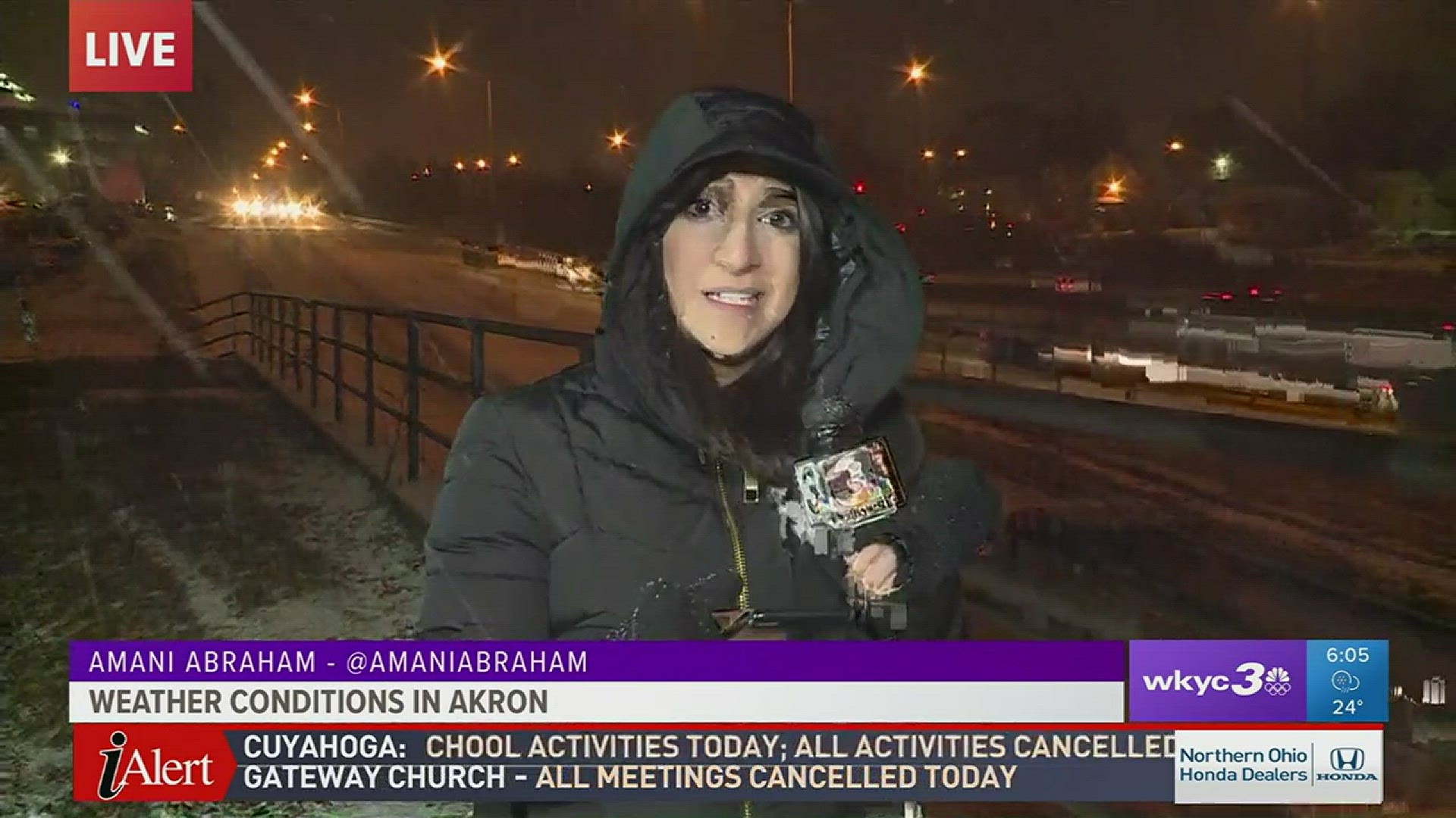 Checking road conditions in Akron with Amani Abraham