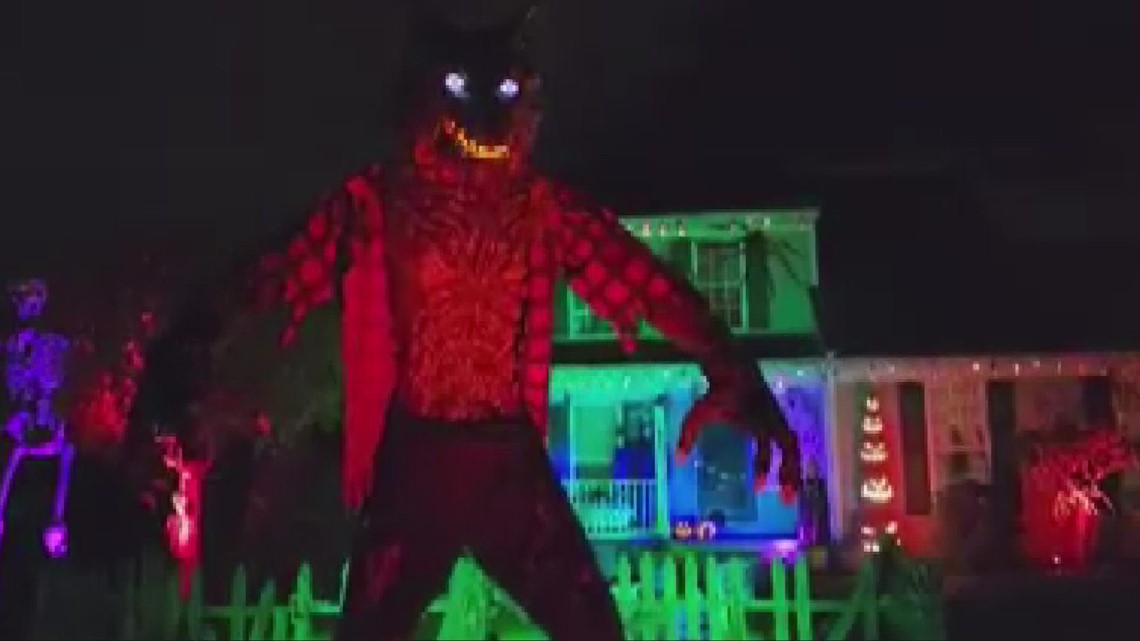 3News' Digital Content Executive Producer Ryan Haidet shows off his Halloween house