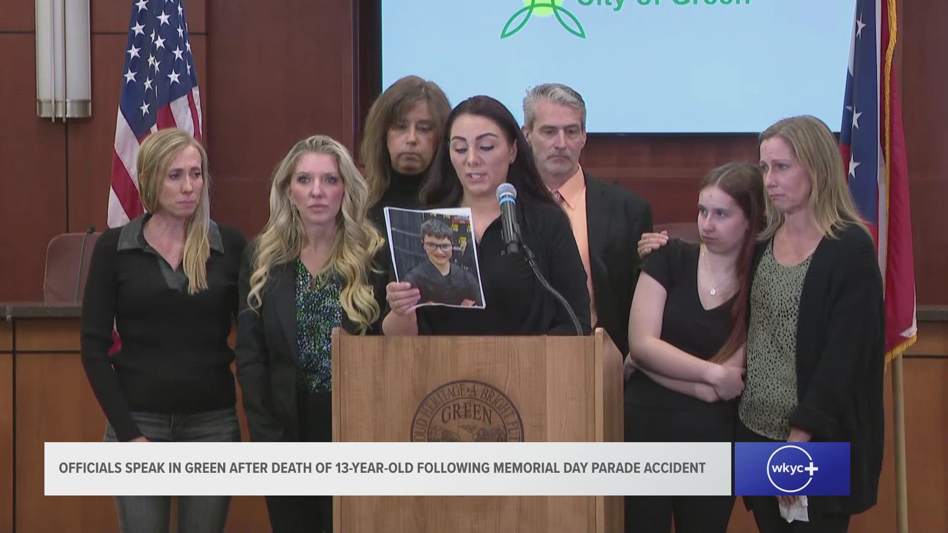Danielle Paciorek, a friend of the Schultz family, spoke during Tuesday's press conference in Green.