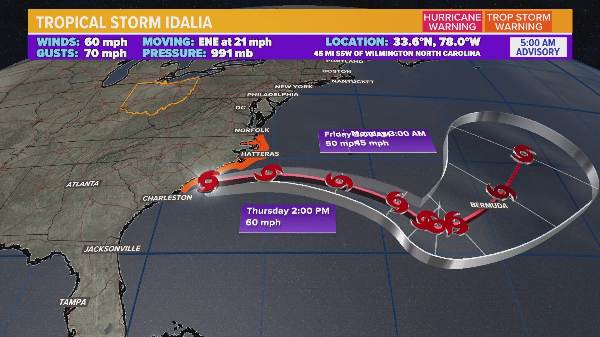 Tropical Storm Idalia is now making its way through portions of North Carolina. Here's an update on the storm's path.