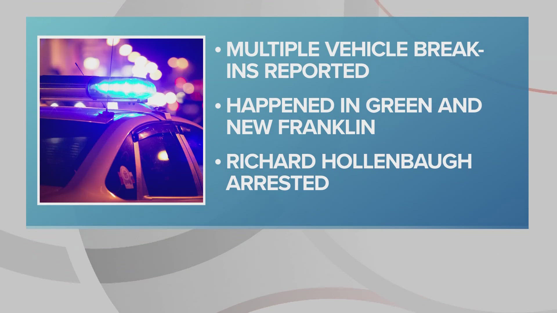 Richard Hollenbaugh was arrested on Saturday. He is accused of several vehicle break-ins in Summit County