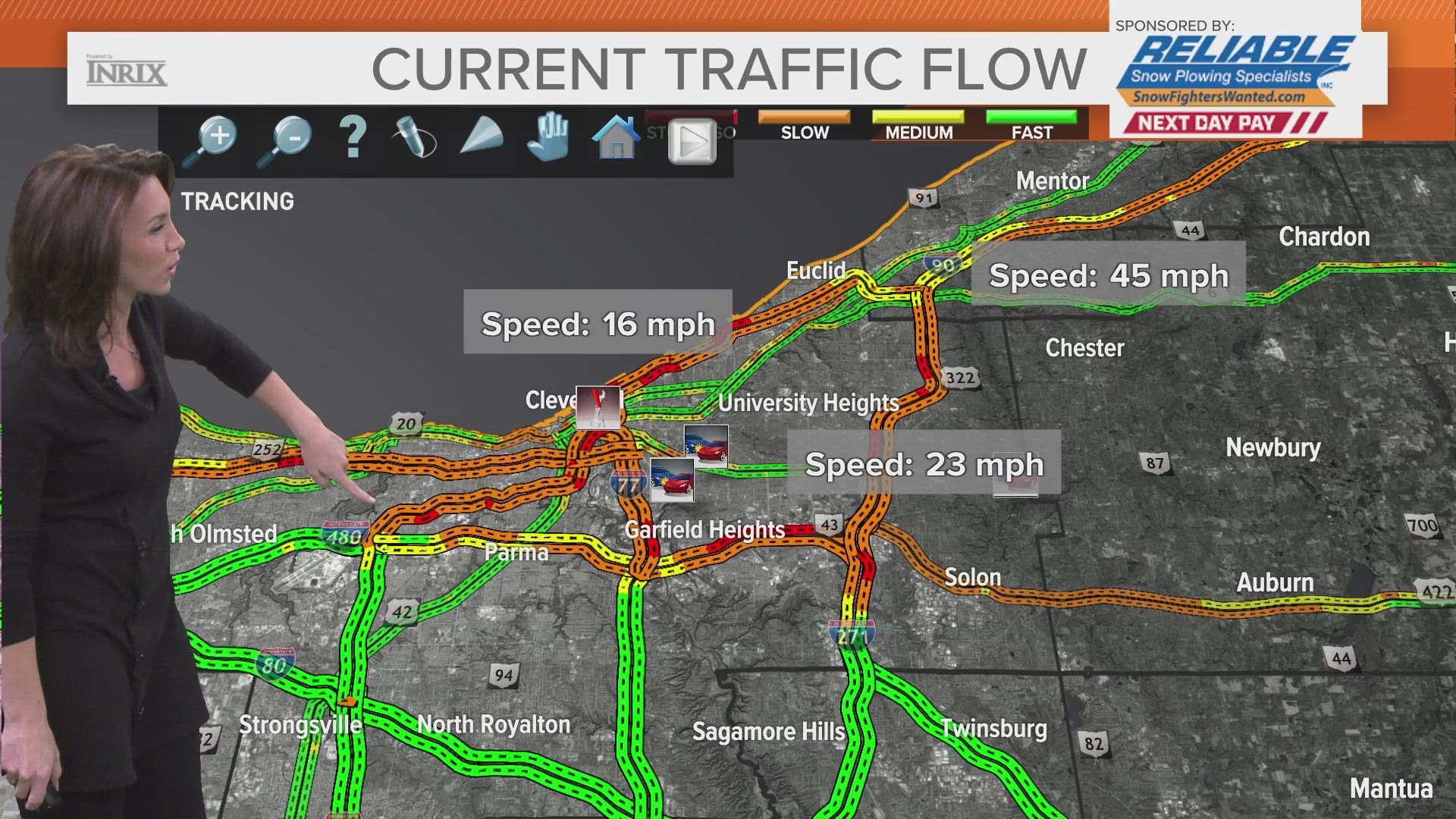 We have very slow traffic in the Cleveland area due to lake effect snow. Here's our updated team coverage at 6:30 a.m.