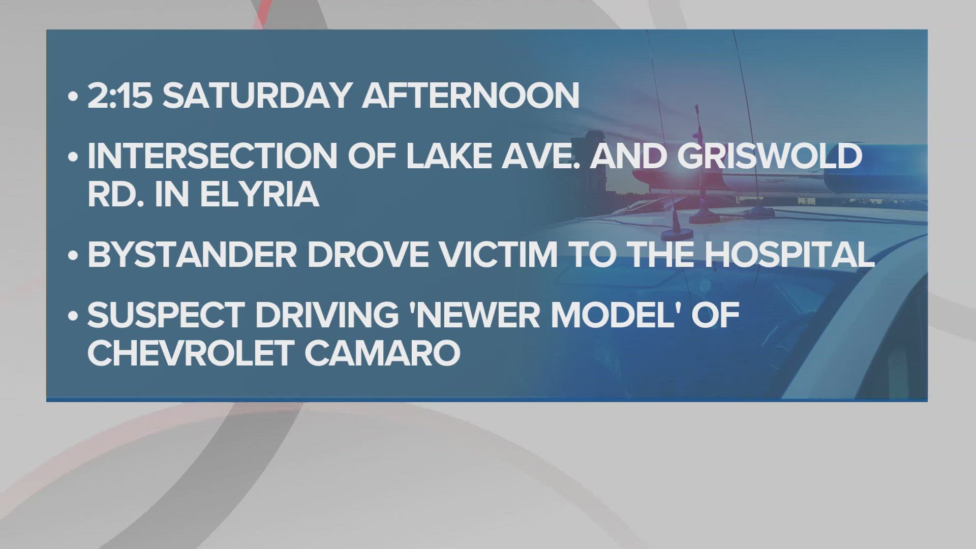 Police say the victim was shot near the intersection of Lake Avenue and Griswold Road and was able to drive himself to a gas station to get help.