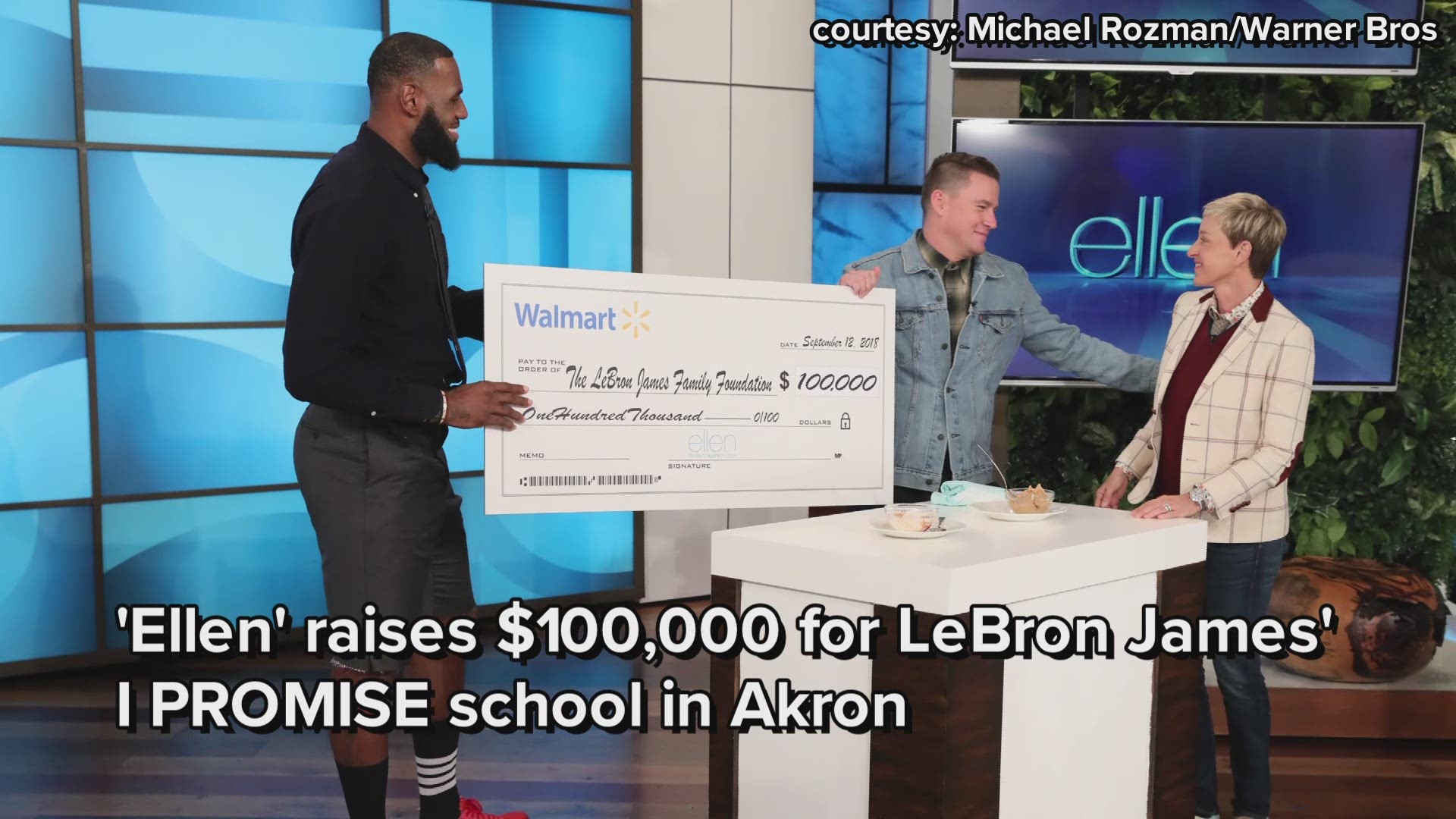 WATCH ' 'Ellen' raises $100,000 for LeBron James' I PROMISE school in Akron