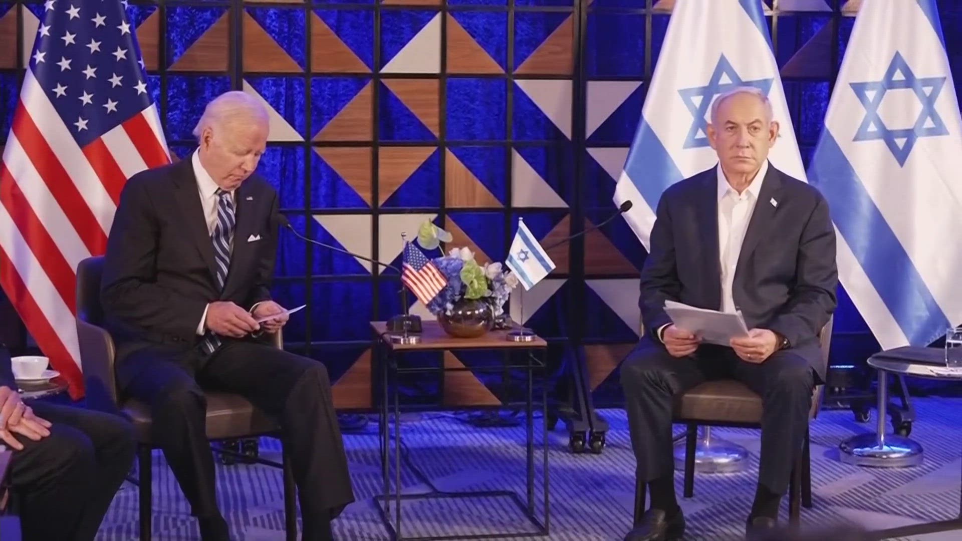 President Joe Biden vowed to show the world that the U.S. stands in solidarity with Israelis during his visit Wednesday.