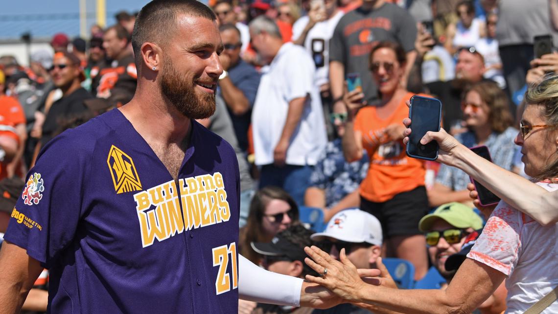 Travis Kelce Laughs Off Horrible First Pitch at Cleveland Guardians Game