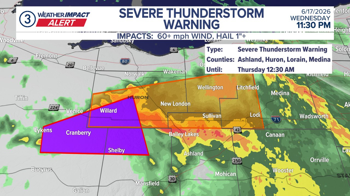 Tornado warning issued for Huron and Richland counties